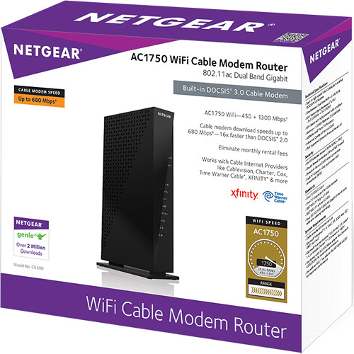Netgear C6300-100NAS Dual Band Wireless-AC1750 Wi-Fi Cable Modem Router