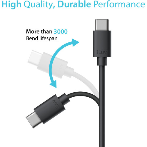 iLuv USB Type-C Male to USB Type-A Male Charge & Sync Cable (3')