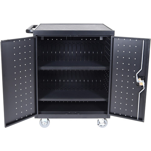 Luxor LLTP32-B - 32 Laptop/Chromebook Charging Cart with Timer (Black)