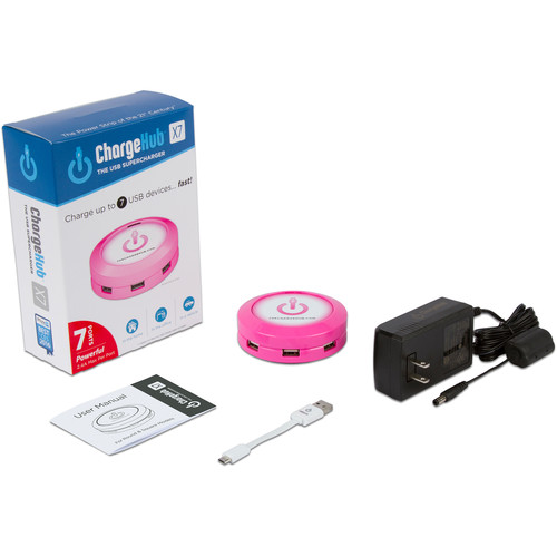 ChargeHub X7 7-Port Round USB Charging Station (Pink)