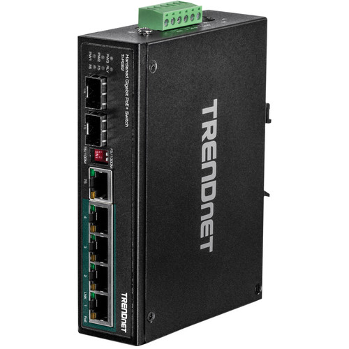 TRENDnet TI-PG62 6-Port Hardened Industrial Gigabit PoE+ DIN-Rail Switch