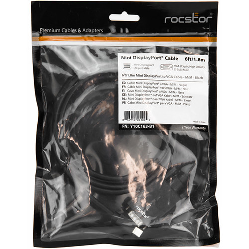 Rocstor Mini DisplayPort to VGA Male Cable (6')
