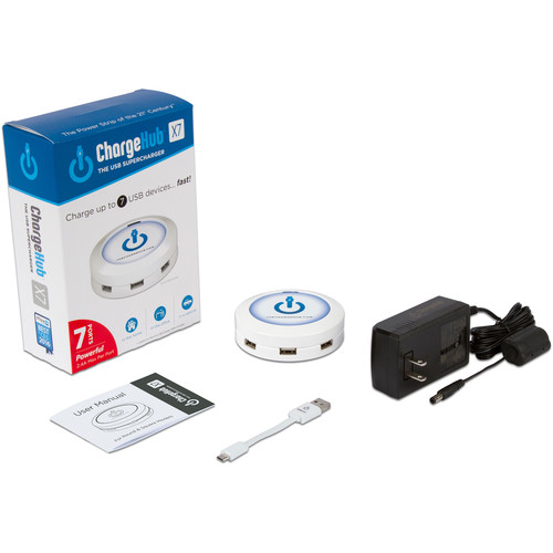 ChargeHub X7 7-Port Round USB Charging Station (White)