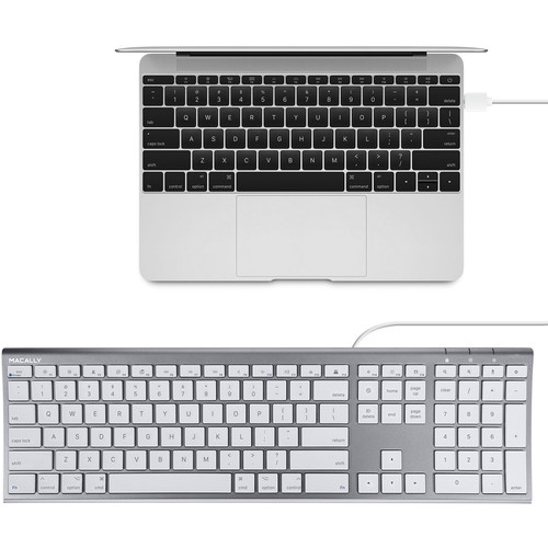 Macally Ultra Slim USB Wired Keyboard (Space Gray)