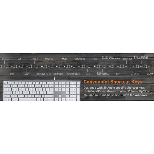 Macally Ultra Slim USB Wired Keyboard (Space Gray)