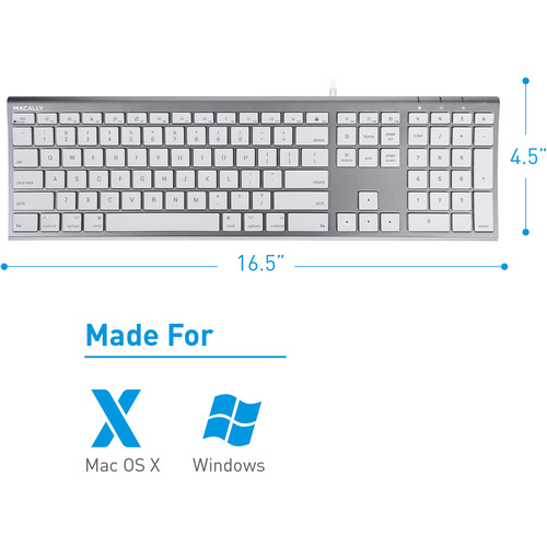 Macally Ultra Slim USB Wired Keyboard (Space Gray)