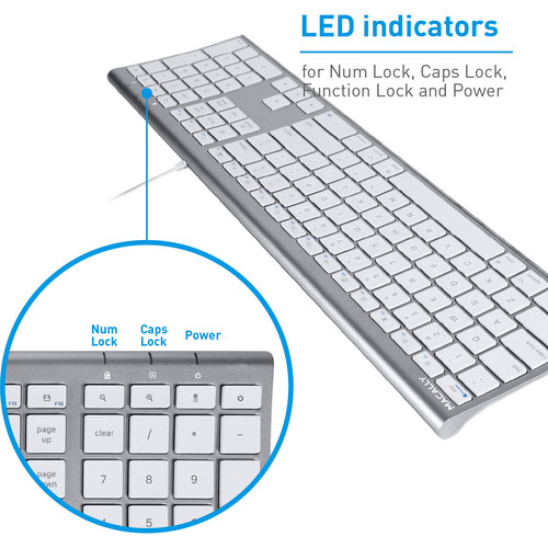 Macally Ultra Slim USB Wired Keyboard (Space Gray)