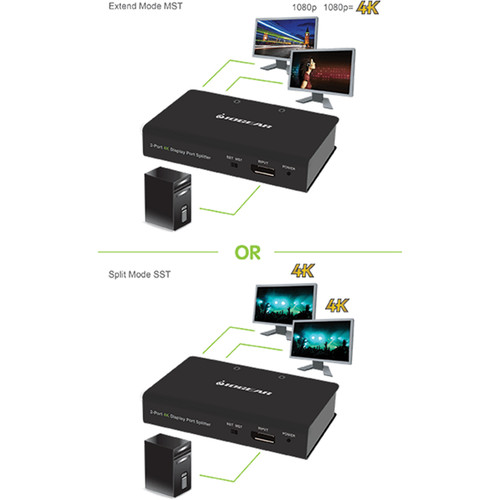 IOGEAR 2-Port DisplayPort 1.2 Graphics Splitter / Multi-Monitor MST Video Hub