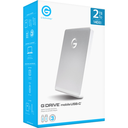 G-Technology 2TB G-DRIVE mobile USB 3.1 Gen 1 Type-C External Hard Drive (Silver)