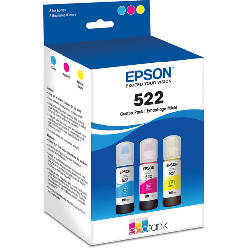 Epson T522 Multi-Color Ink Bottle Pack (Cyan, Magenta, Yellow)