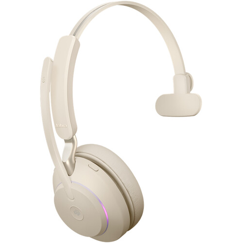 Jabra Evolve2 65 Mono Wireless On-Ear Headset (Microsoft Teams, USB Type-C, Beige)