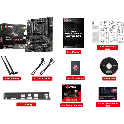 MSI MAG A520M VECTOR WIFI AM4 Micro-ATX Motherboard