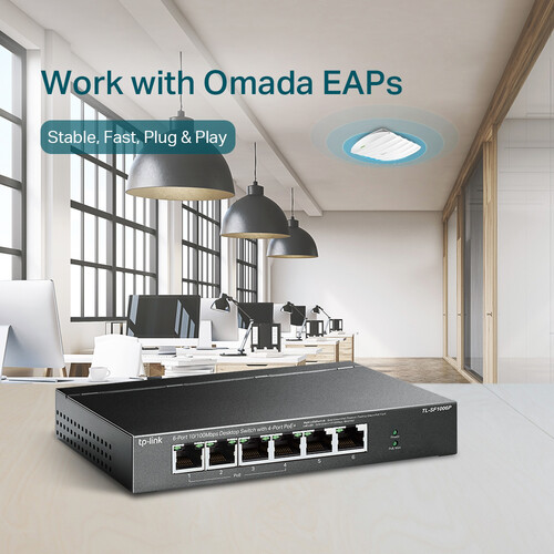 TP-Link TL-SF1006P 6-Port 10/100 Mb/s PoE+ Compliant Unmanaged Switch