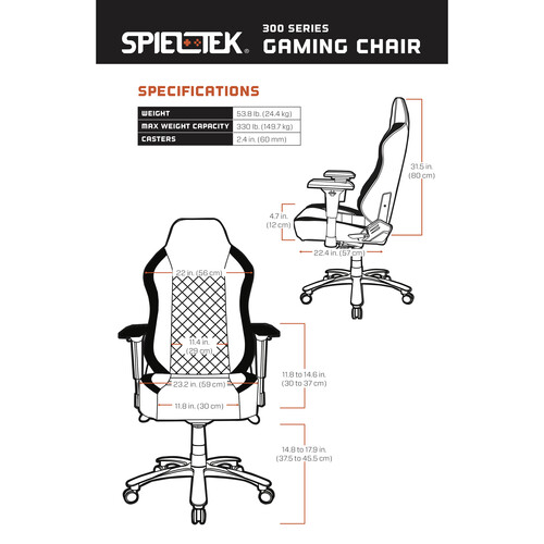 Spieltek 300 Series Gaming Chair (Black/Blue)