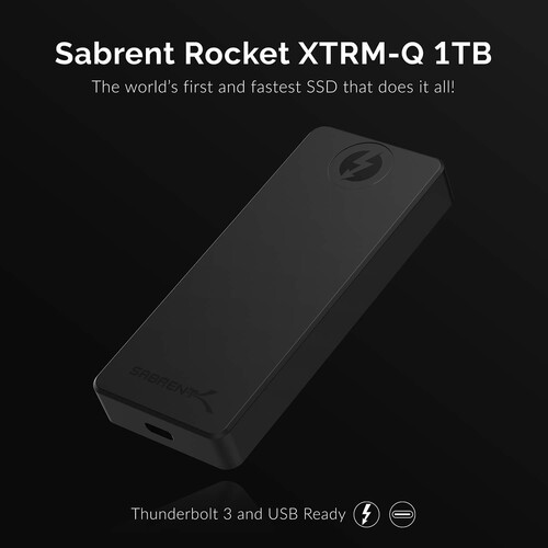 Sabrent 1TB Rocket XTRM Q External SSD (Thunderbolt 3/USB 3.2 Type-C)