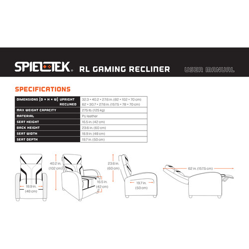 Spieltek RL Gaming Recliner (Black/Blue)