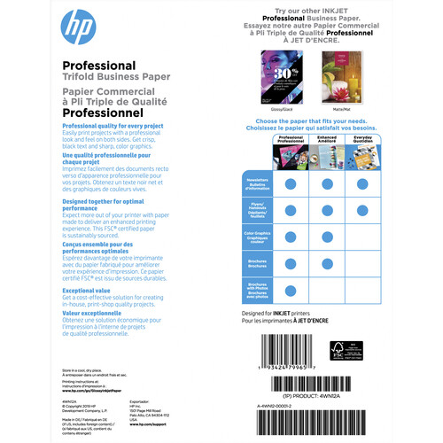HP Q6612A Laser Glossy Tri-Fold Brochure Paper (Letter, 8.5 x 11", 150 Sheets)