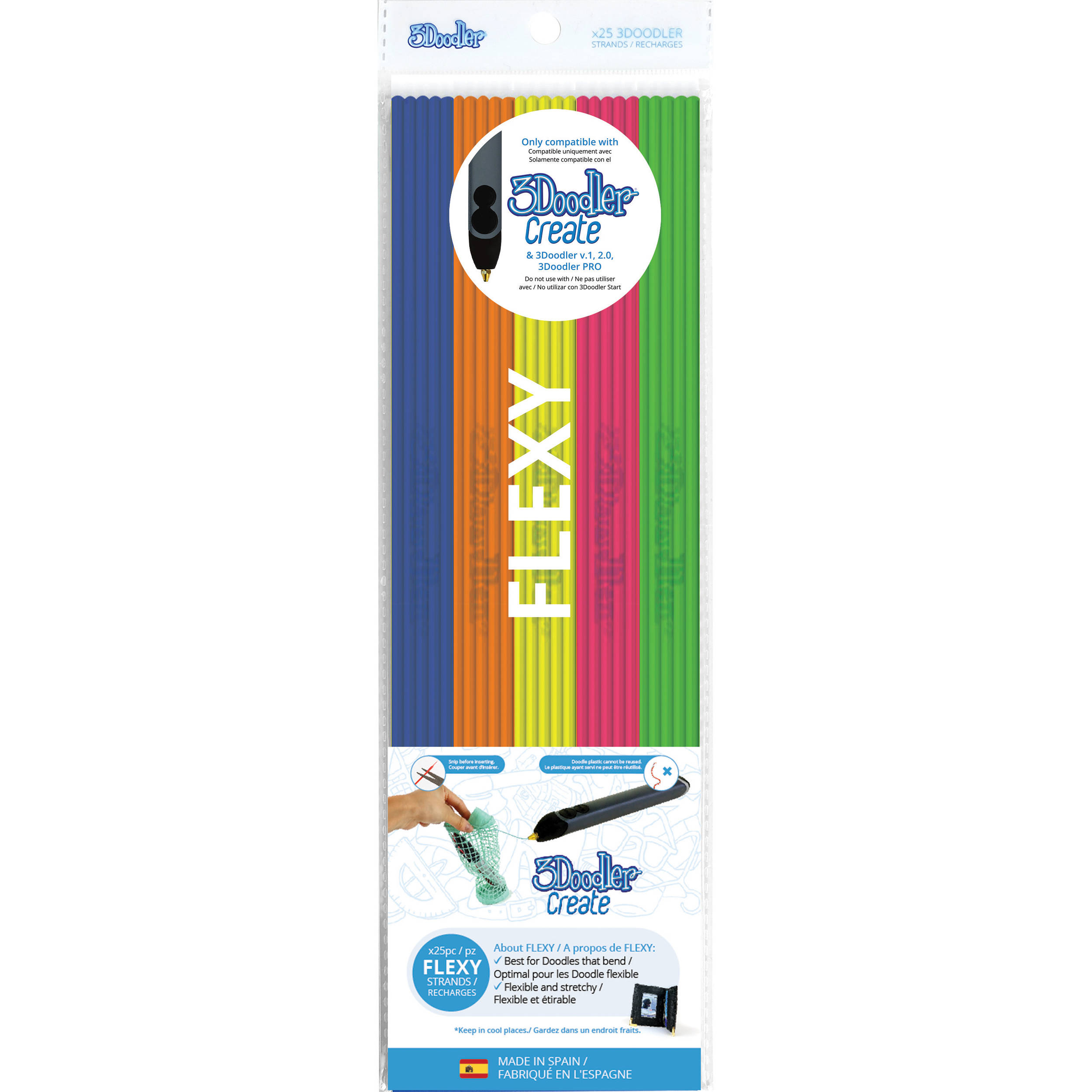 3Doodler Super Fruit FLEXY Mixed Color Plastic Pack (25 Strands)