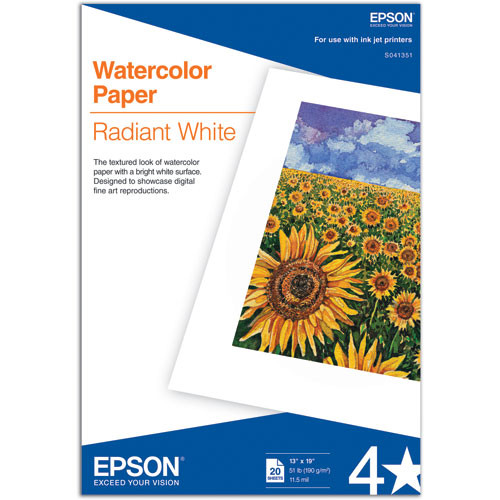Epson Watercolor Paper Radiant White (13 x 19", 20 Sheets)