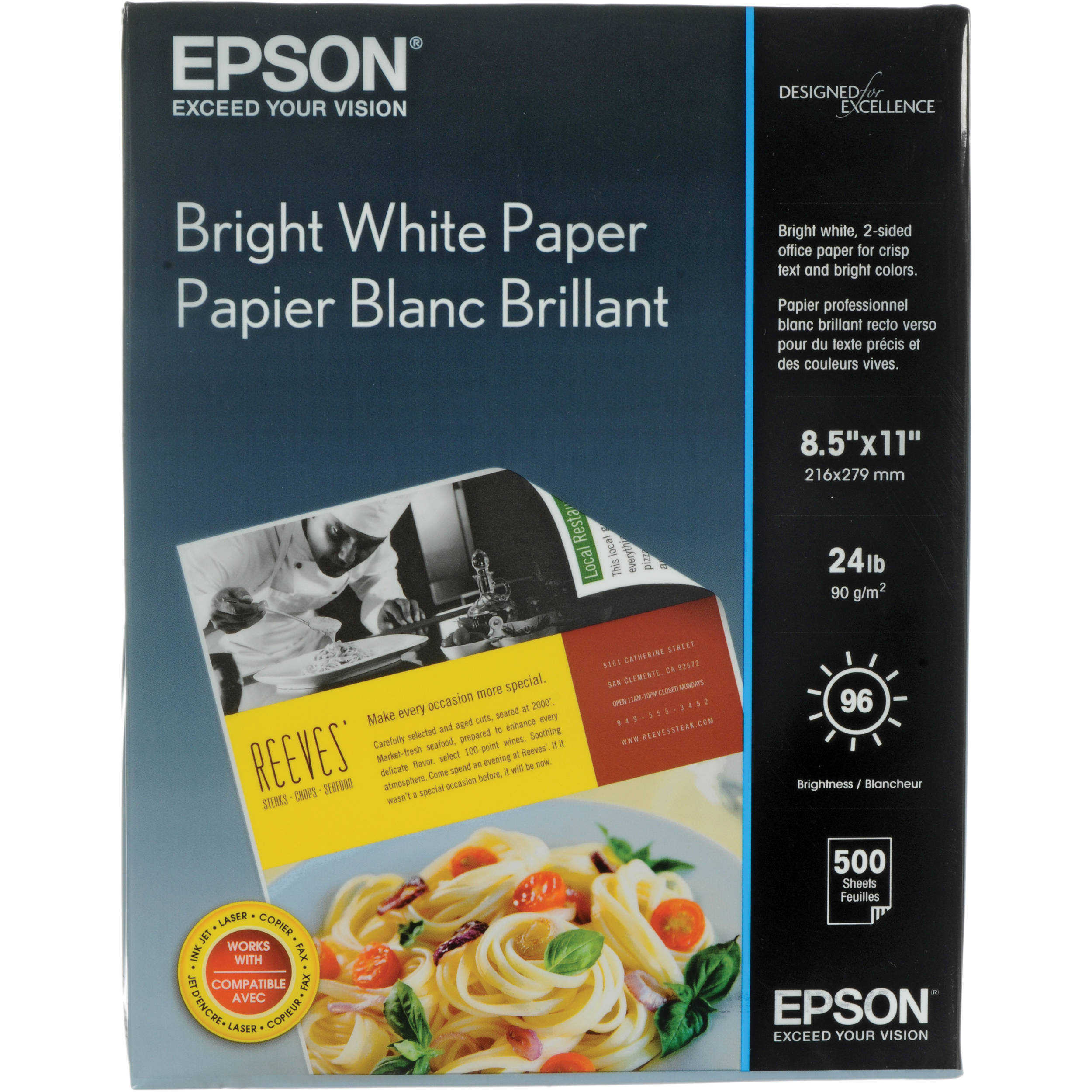 Epson Bright White Paper (8.5 x 11", 500 Sheets)