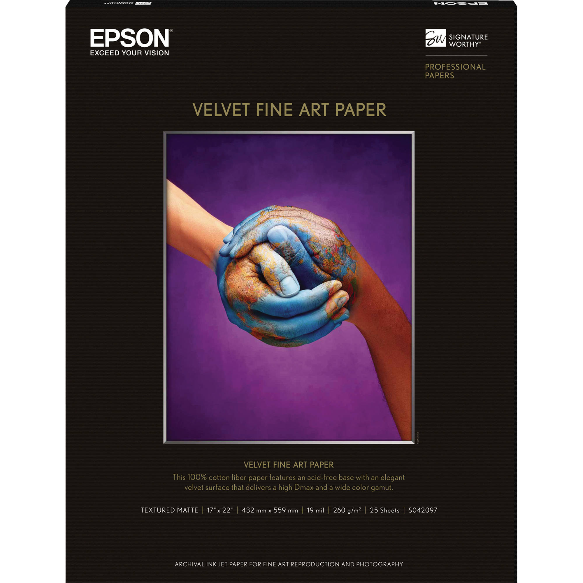Epson Velvet Fine Art Paper (17 x 22", 25 Sheets)