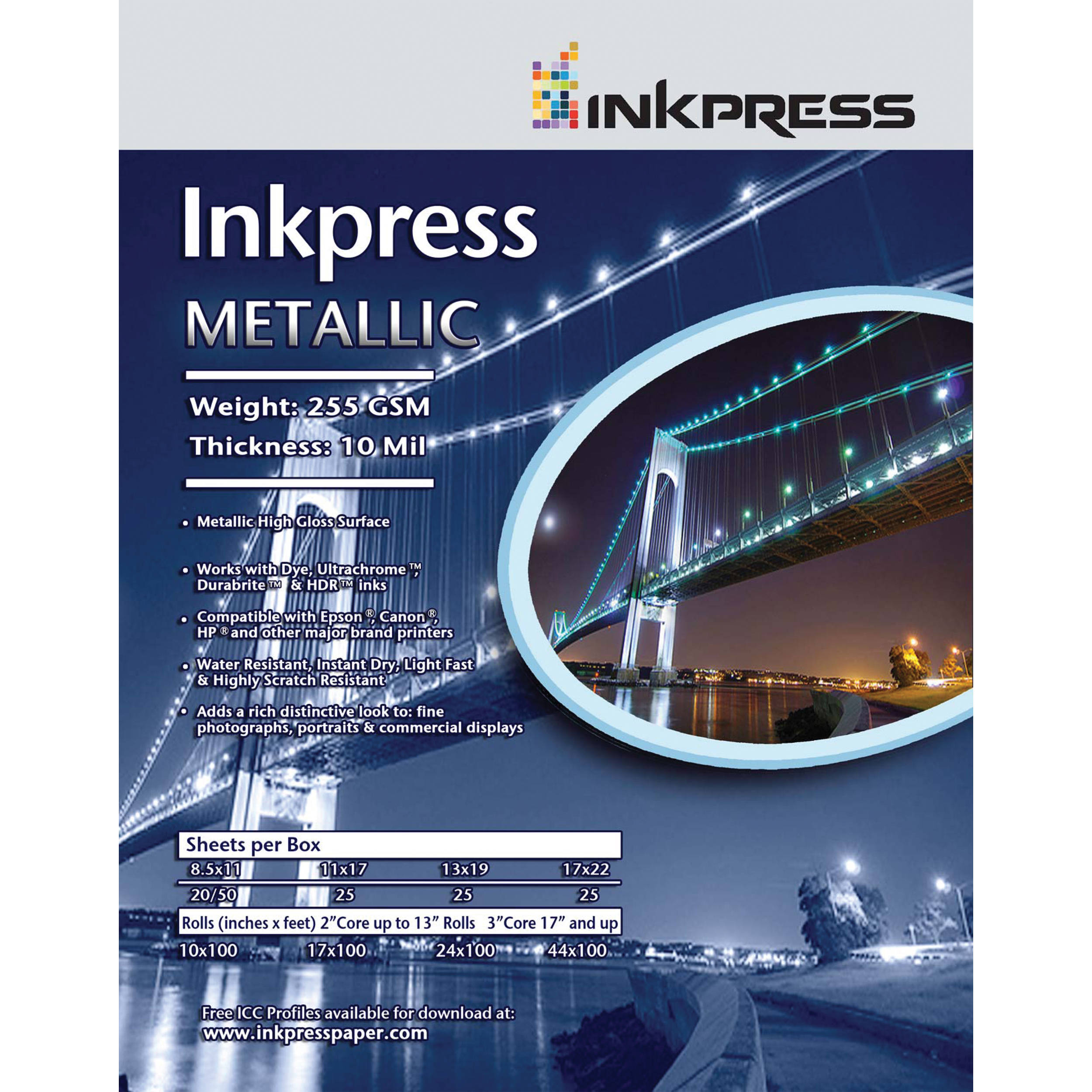 Inkpress Media Metallic Gloss (17x38" - 25 Sheets)