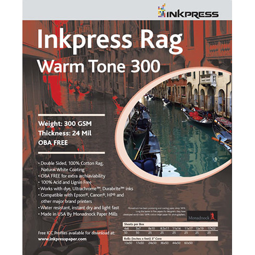 Inkpress Media Rag Warm Tone 300 Paper (5 x 7", 50 Sheets)