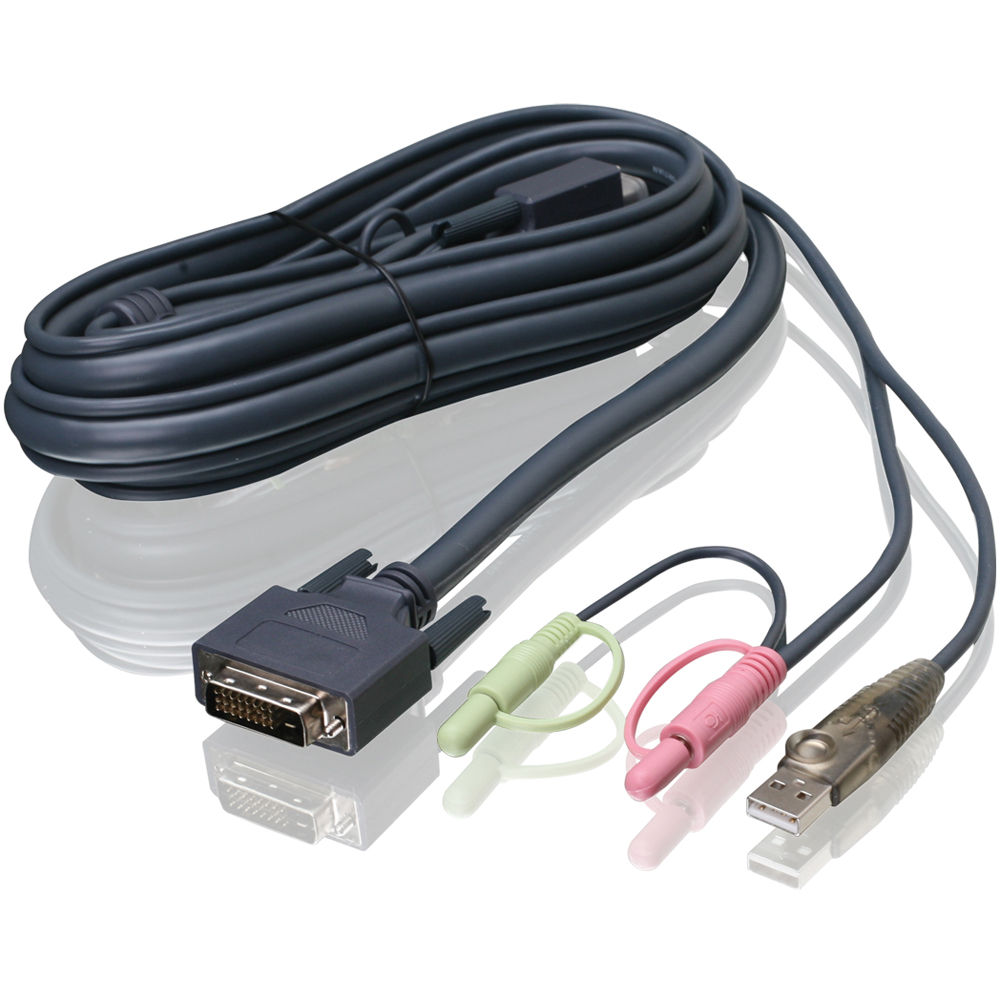 IOGEAR 6' (1.8 m) Dual-Link DVI KVM Cable with USB & Audio/Mic