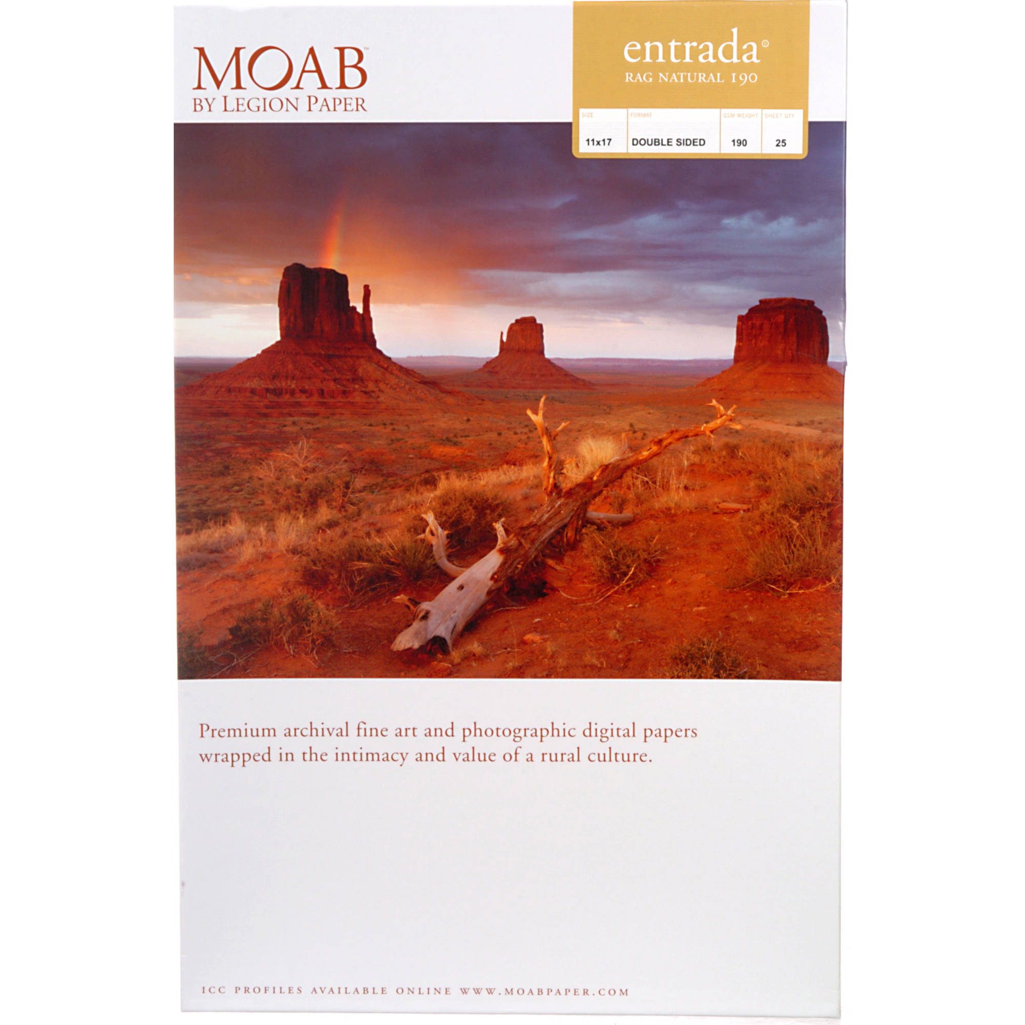 Moab Entrada Rag Natural 190 Paper (11 x 17", 25 Sheets)