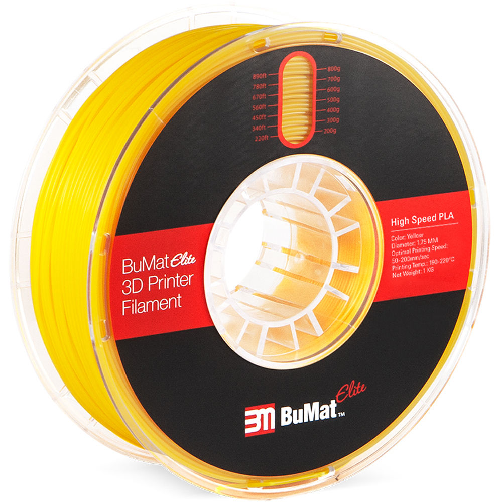BuMat Elite 1.75mm High-Speed PLA Filament (1kg, Yellow)