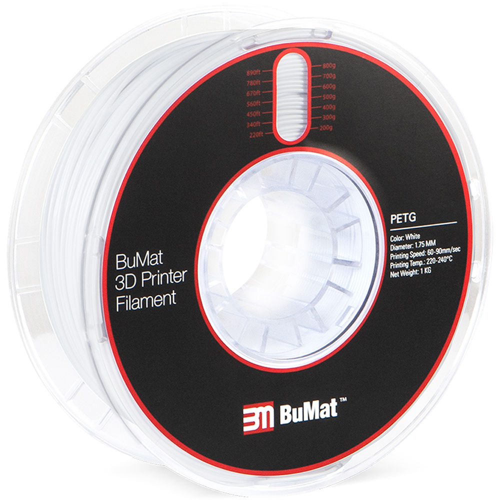 BuMat 1.75mm PETG Filament (1kg, White)