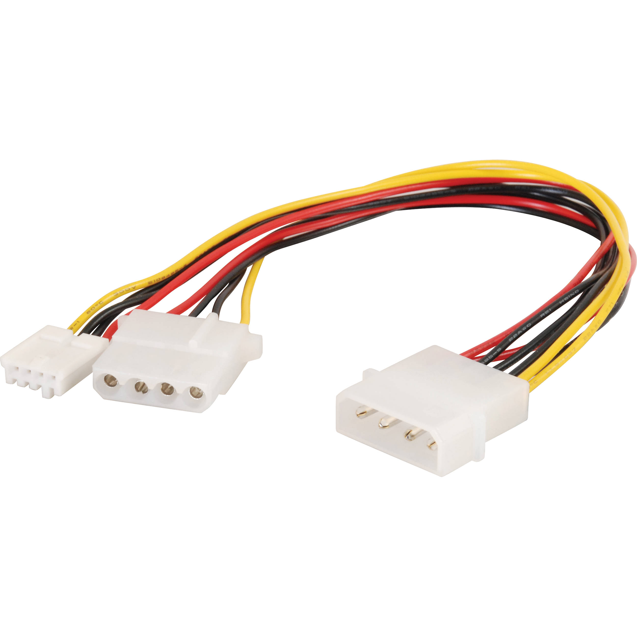 C2G 4-pin Molex (LP4) Male to 4-pin Floppy Power Male and 4-pin Molex (LP4) Male Internal Power Cable (10")