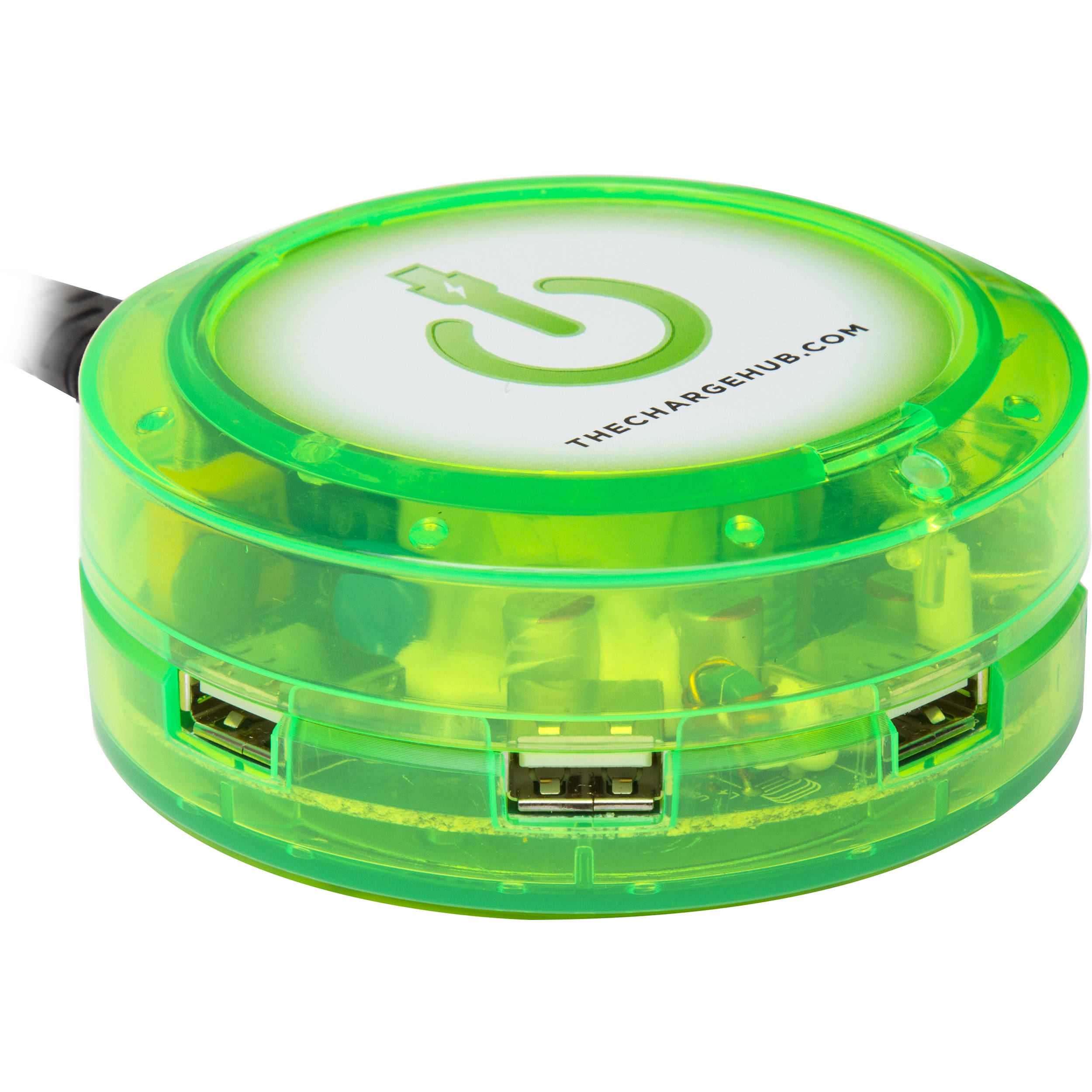 ChargeHub X5 5-Port Round USB Charging Station (Edge Glow Green)