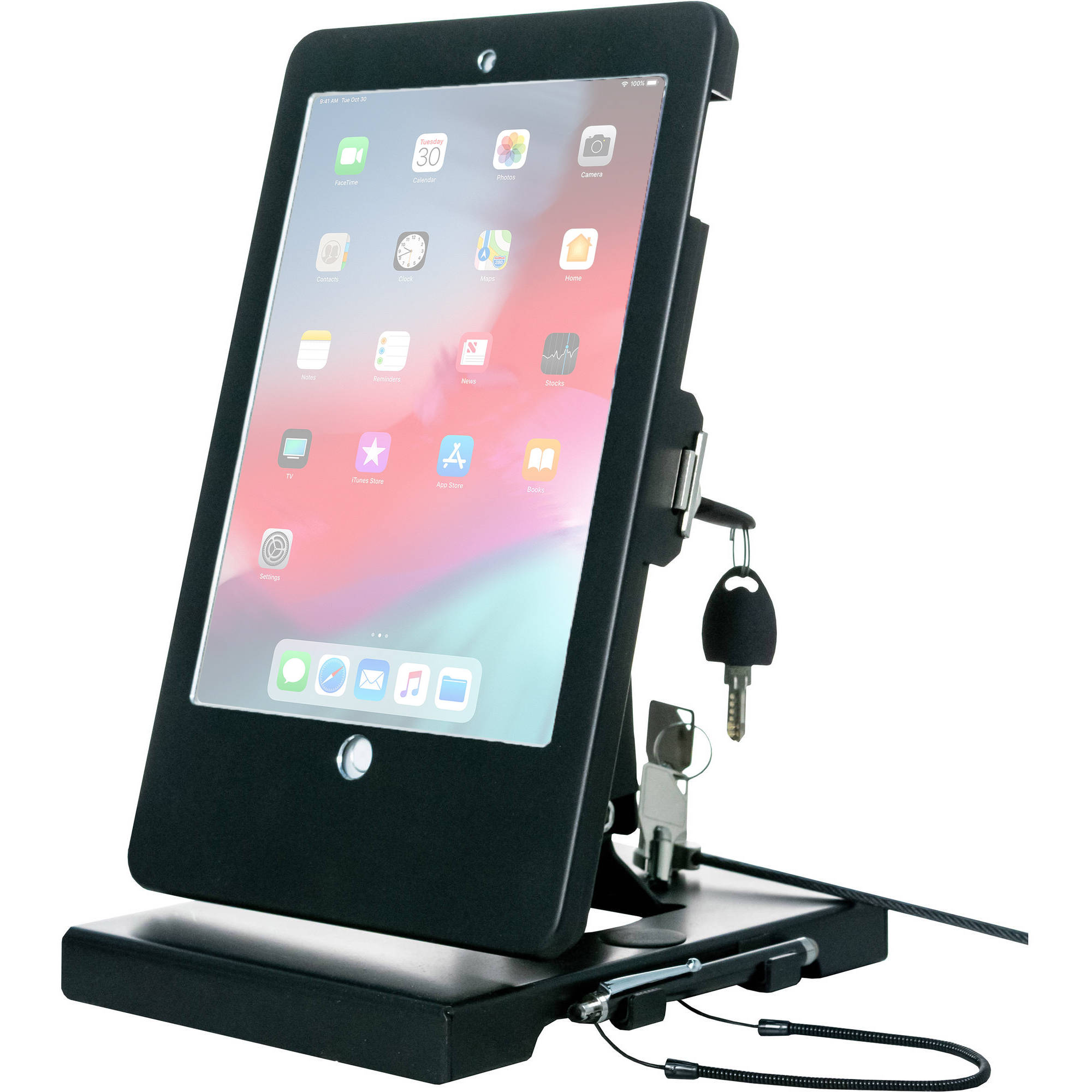 CTA Digital Flat-Folding Tabletop Security Stand for Apple iPad (5th- and 6th Gen), 9.7" iPad Pro, and iPad Air
