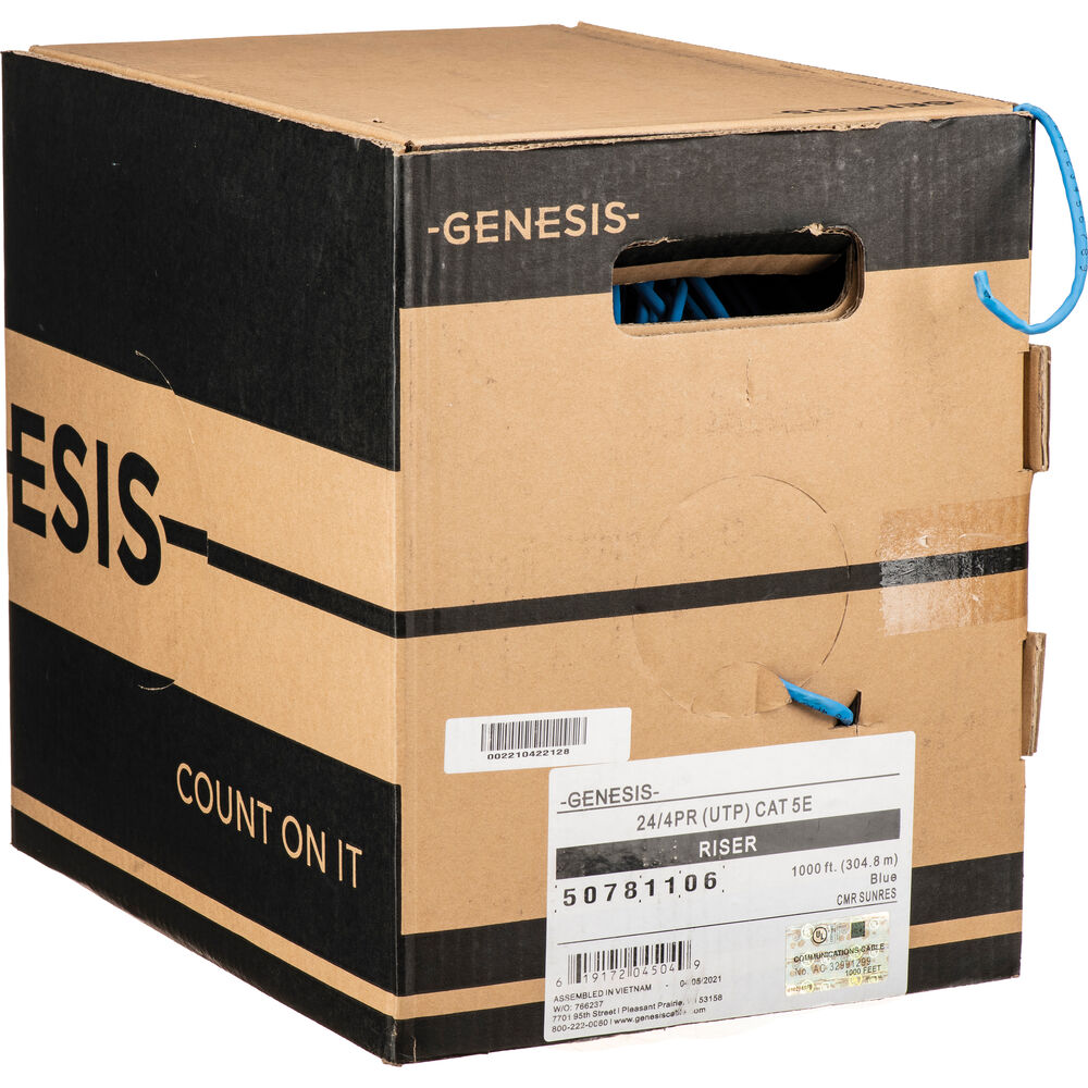 Honeywell Genesis 4 Unshielded Twisted Pair (UTP) Cat 5e Cable (Blue, 1000' Pull Box)