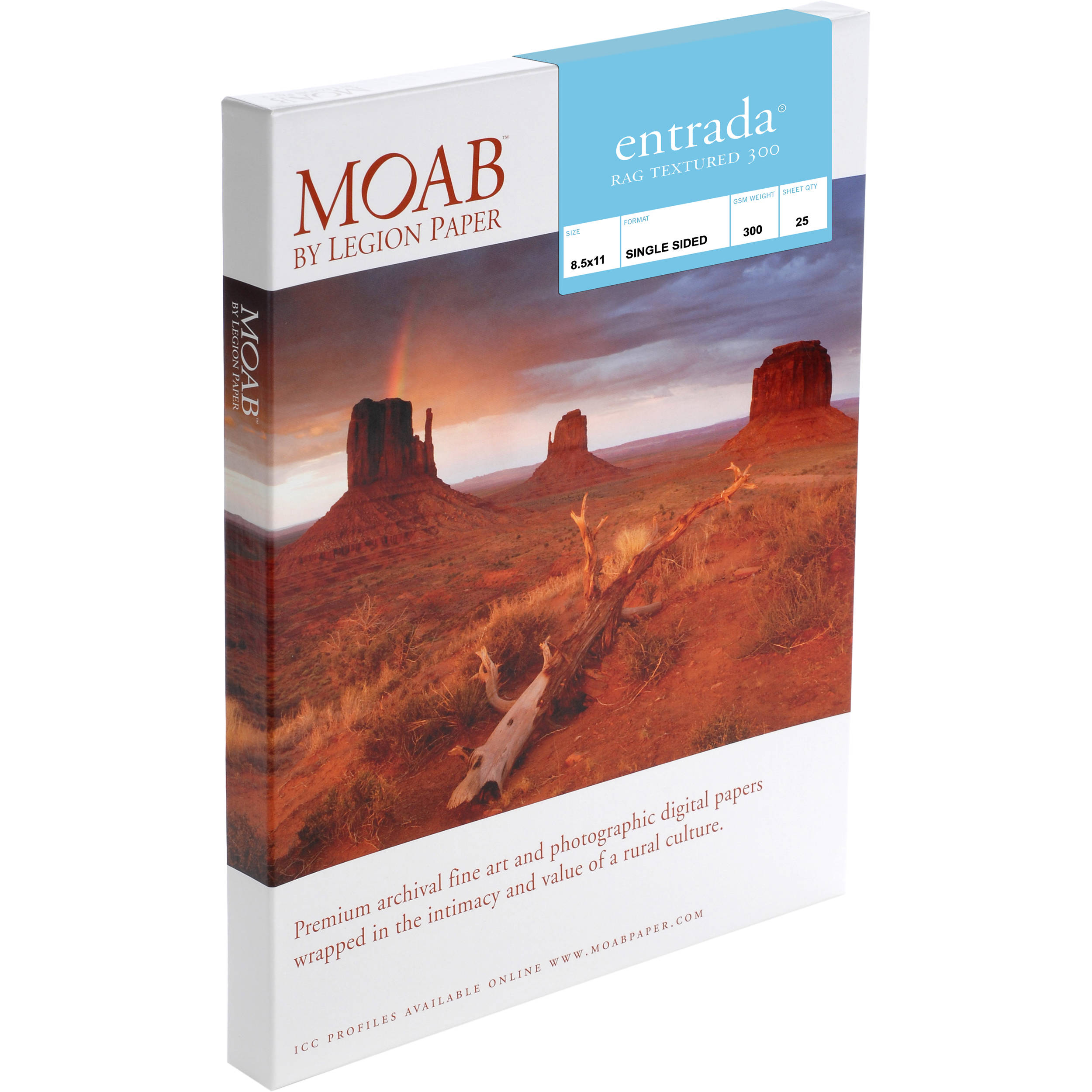 Moab Entrada Rag Textured 300 Paper (A2, 16.5 x 23.4", 25 Sheets)