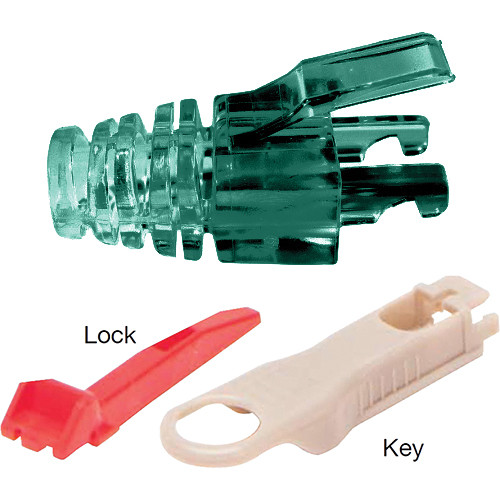 Platinum Tools EZ-DataLock Strain Relief Colored Locks (Green, Pack of 20)
