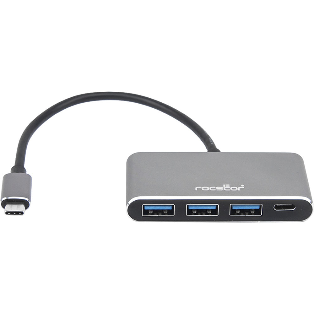 Rocstor 4-Port USB Type-C Hub (Charcoal Gray)
