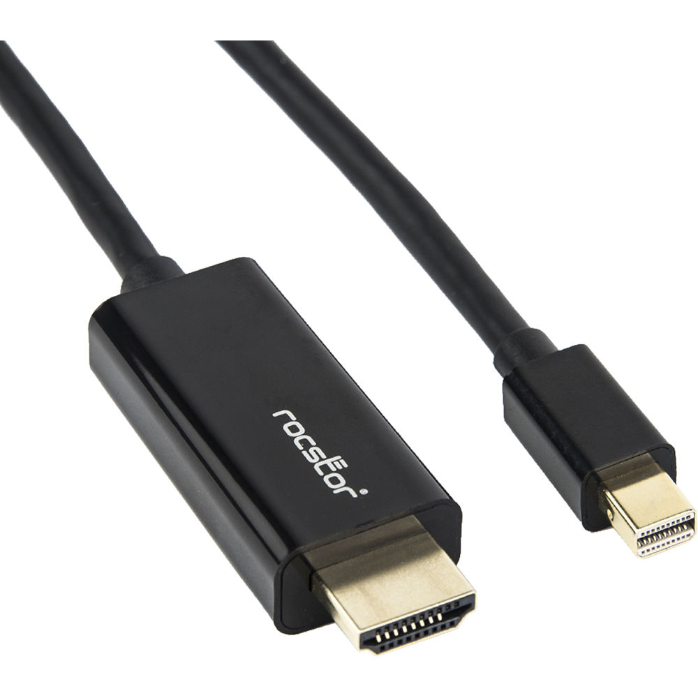 Rocstor Rocpro Mini DisplayPort Male to HDMI Male Cable (10', Black)
