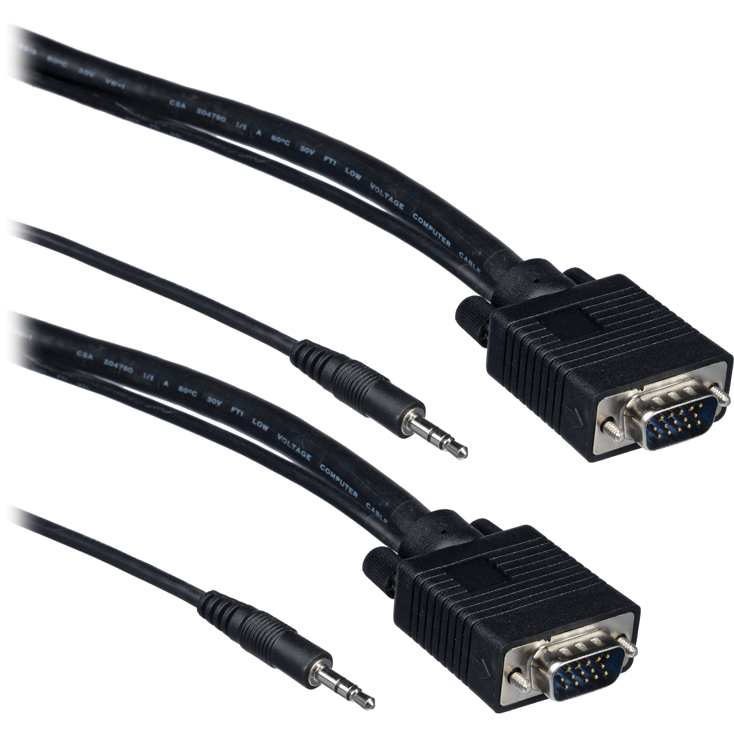 Tera Grand SVGA 15-Pin Male to Male Cable with 3.5mm Stereo Audio (15')