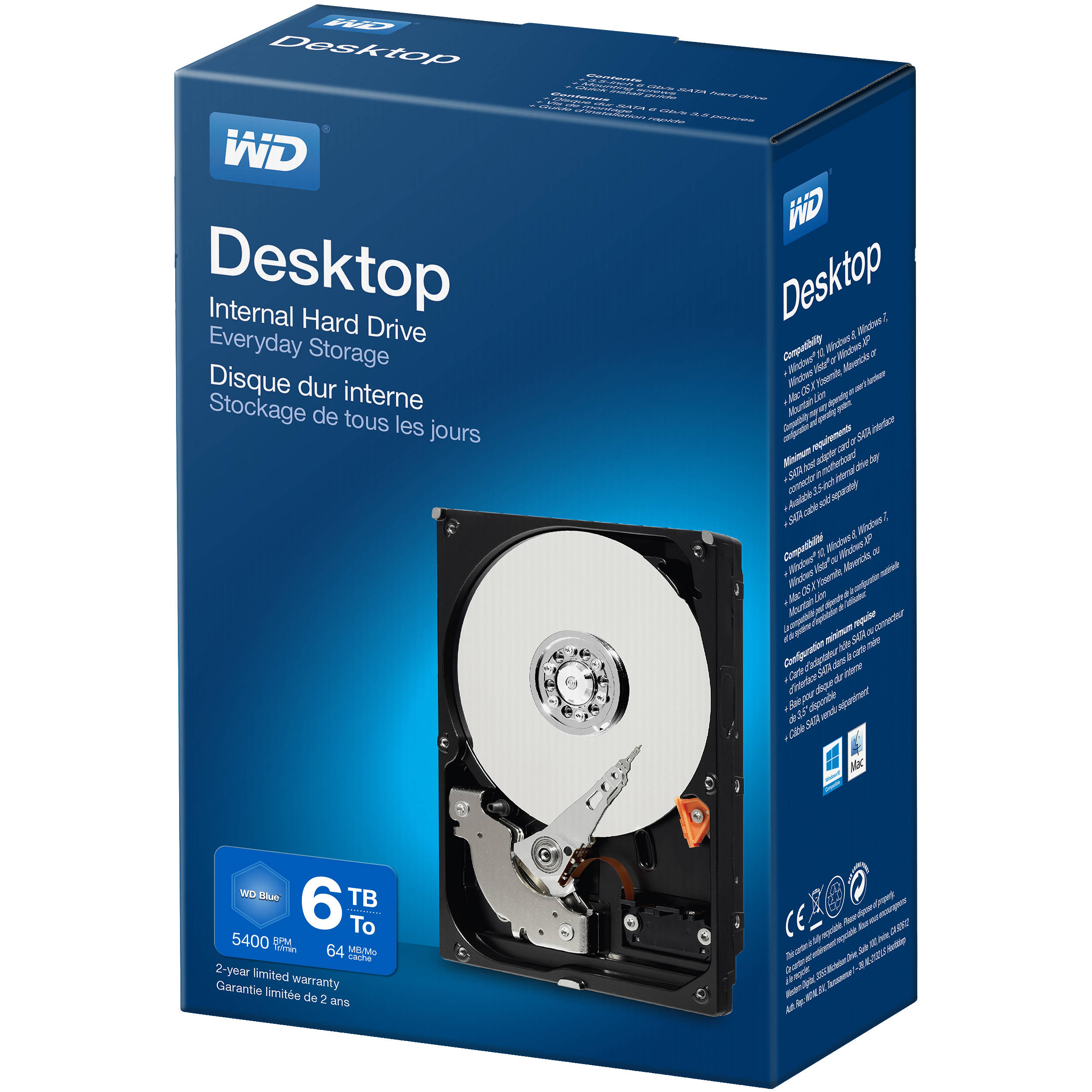 WD 6TB Blue SATA III 3.5" Internal HDD Retail Kit
